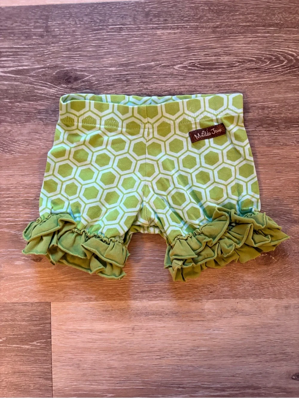 Matilda Jane Lime Green Honeycomb Ruffle Shorts